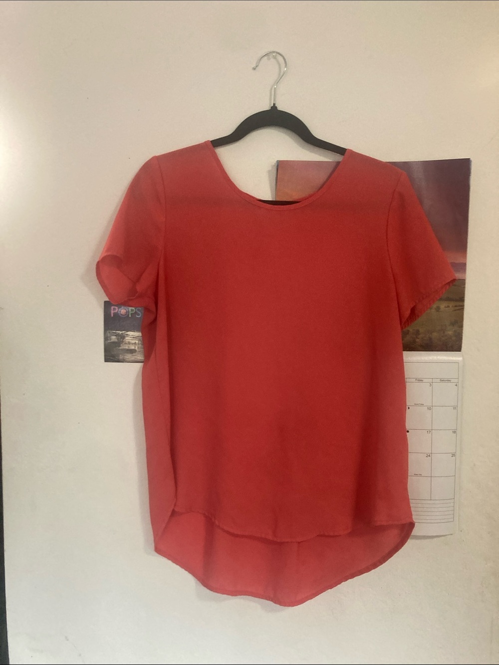 Pleione Short Sleeve Round Neck Blouse - Red